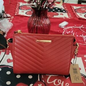 Steve Madden NWT Cherry Red Chevron Crossbody Bag